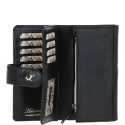 14 Card RFID Protected Large Leather Purse Black: S1