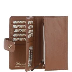 14 Card RFID Protected Large Leather Purse Two Tone Tan: S1