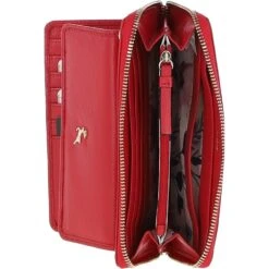 14 Card RFID Protected XL Leather Purse Poppy Red: S2