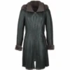 3/4 Hooded Toscana Sheepskin Coat Green : Malaska