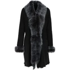 3/4 Length Toscana Suede Leather Coat Black : 5055