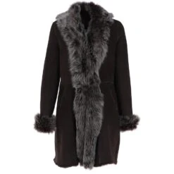 3/4 Length Toscana Suede Leather Coat Brown : 5055