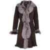 3/4 Length Toscana Suede Leather Coat Brown : Lysa