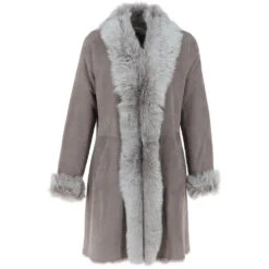 3/4 Length Toscana Suede Leather Coat Topo : 5055