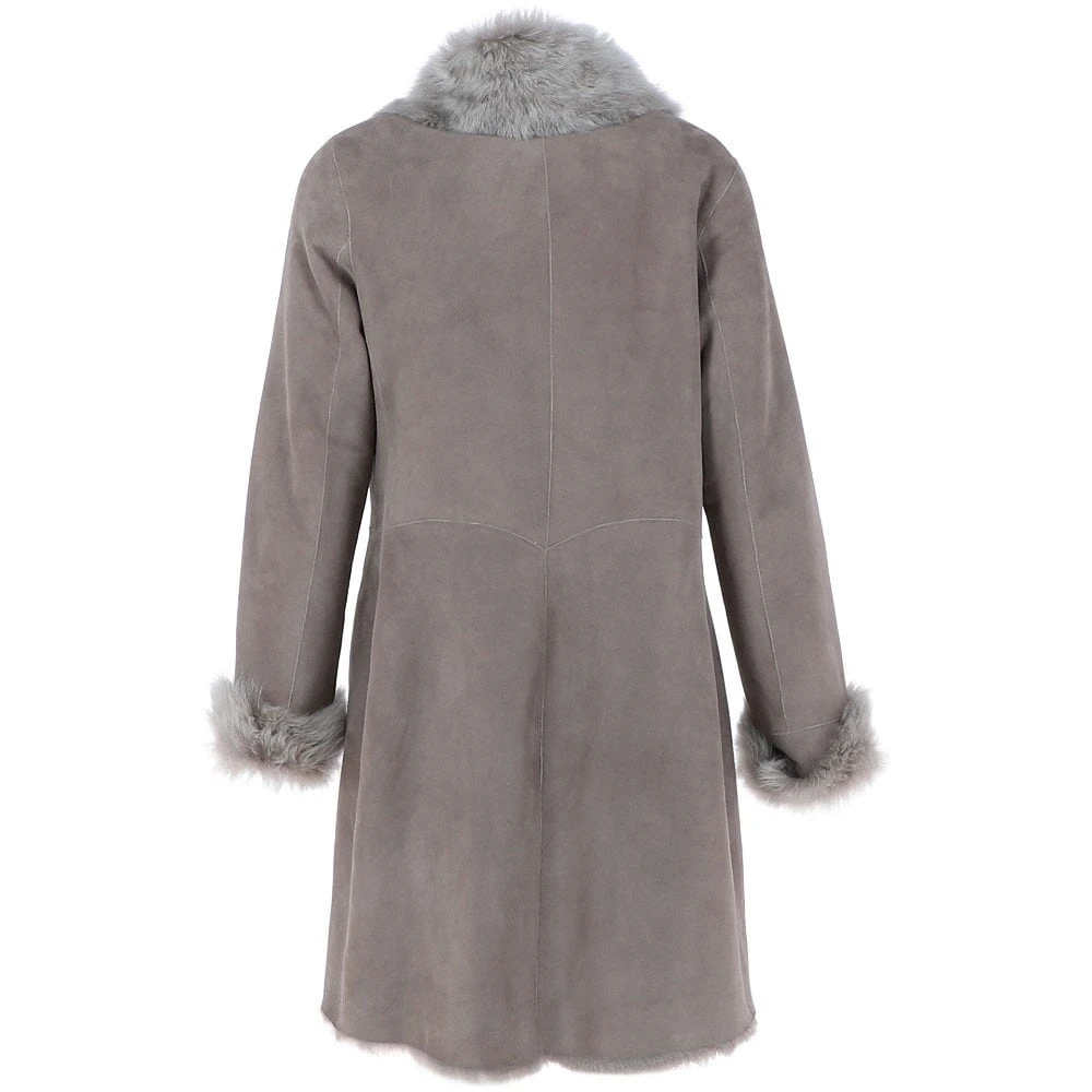 3/4 Length Toscana Suede Leather Coat Topo : 5055 - Image 3