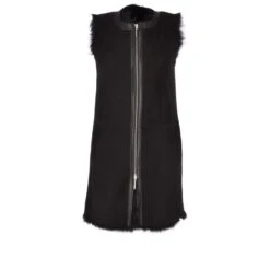 3/4 Length Toscana Suede Leather Gilet Black : Gerel