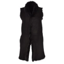 3/4 Length Toscana Suede Leather Gilet Black : Nekhii