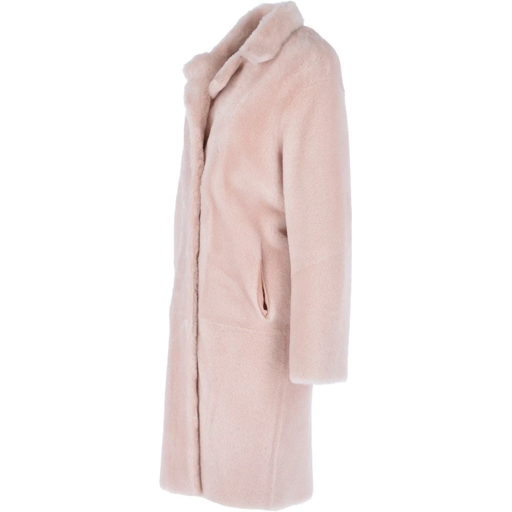 3/4 Long Shearling Fur Coat Baby Pink : Mikayla - Image 2
