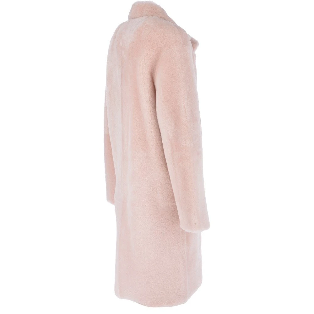 3/4 Long Shearling Fur Coat Baby Pink : Mikayla - Image 4