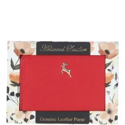 6 Card RFID Protected Zip Around Leather Purse Poppy Red: S-5