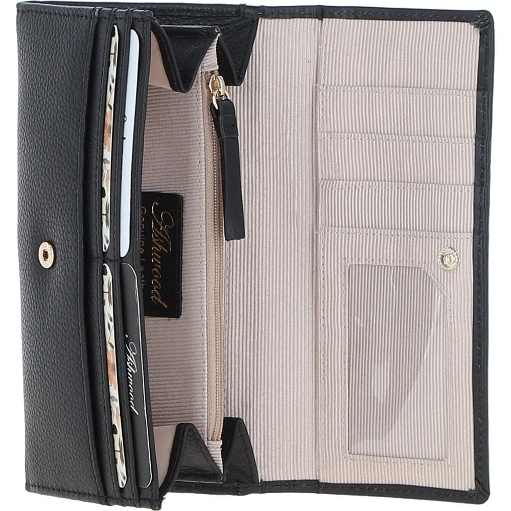 7 Card RFID Protected Large Leather Purse Black: Z-79 - Image 7