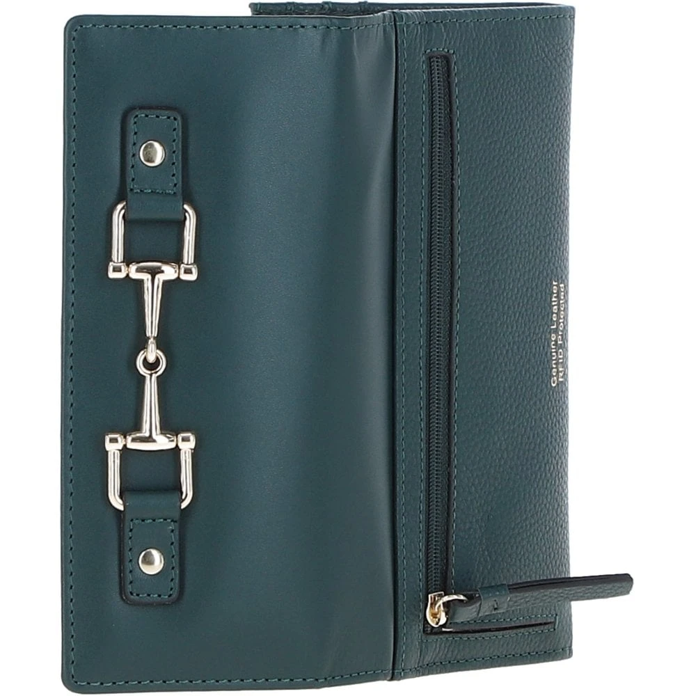 7 Card RFID Protected Large Leather Purse Green: Z-79 - Image 4