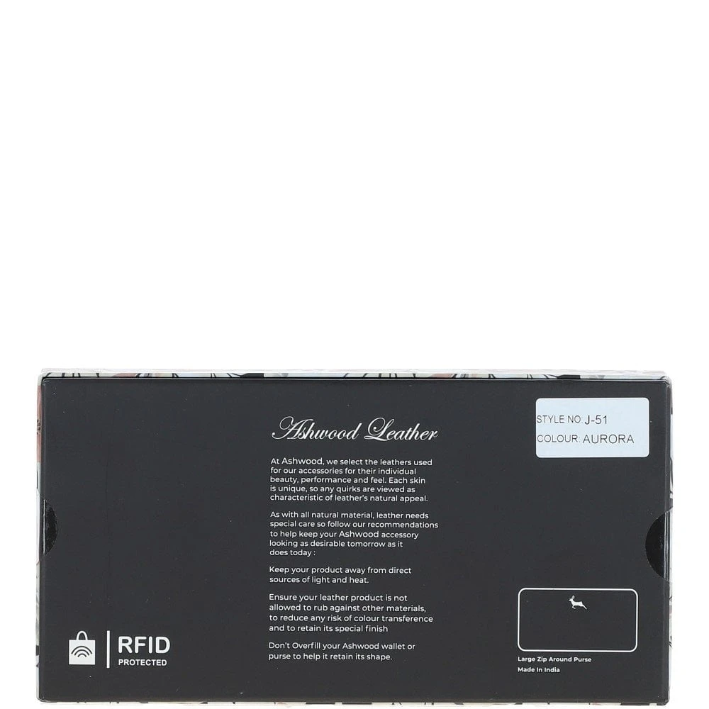 8 Card Zip Around RFID Protected Large Leather Purse Aurora Yellow: J-51 - Image 5