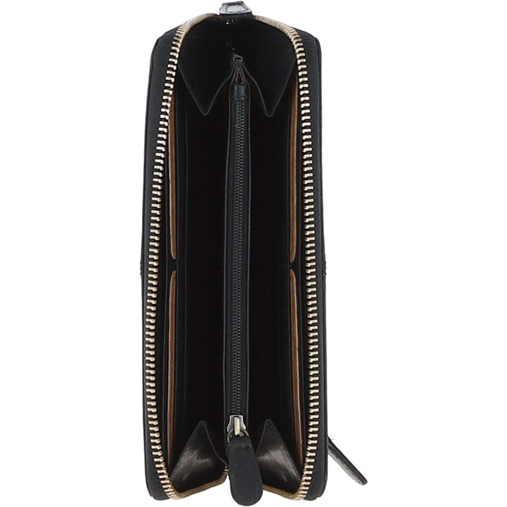 8 Card Zip Around RFID Protected Large Leather Purse Black: T-90 - Image 2