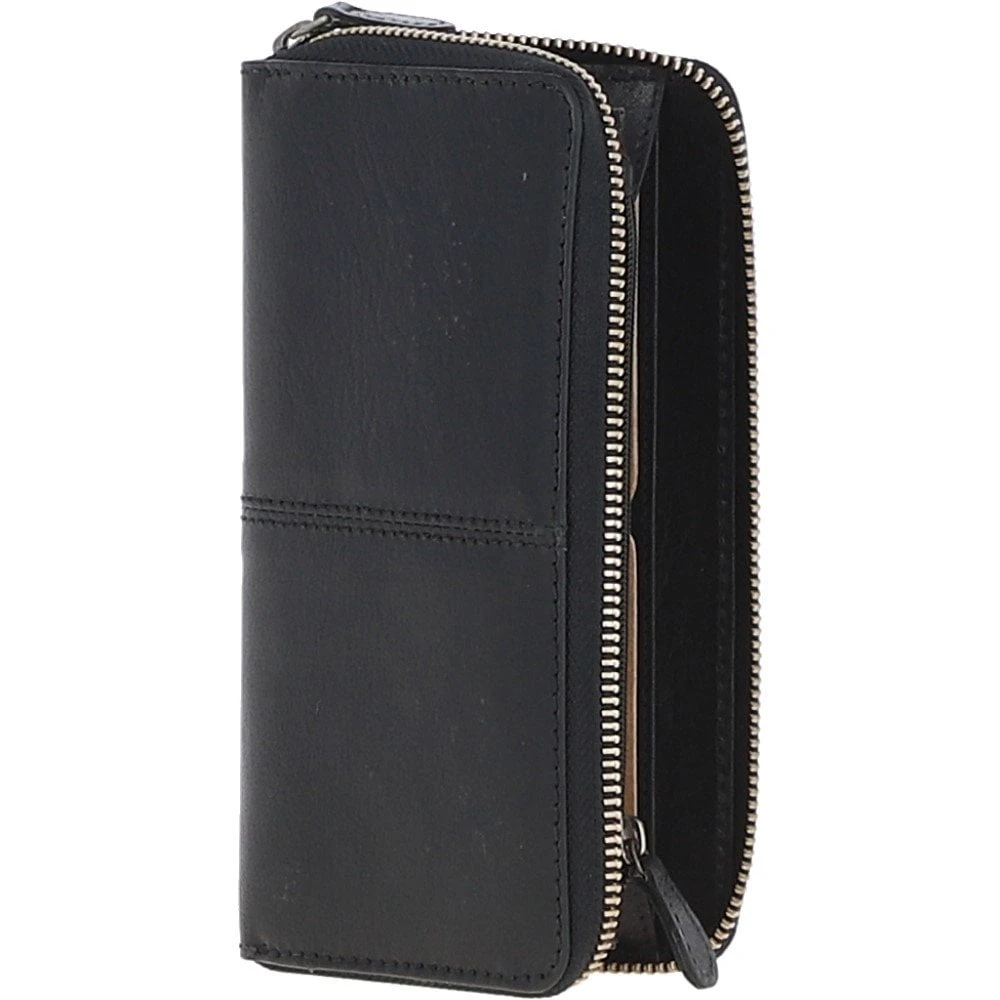 8 Card Zip Around RFID Protected Large Leather Purse Black: T-90 - Image 5