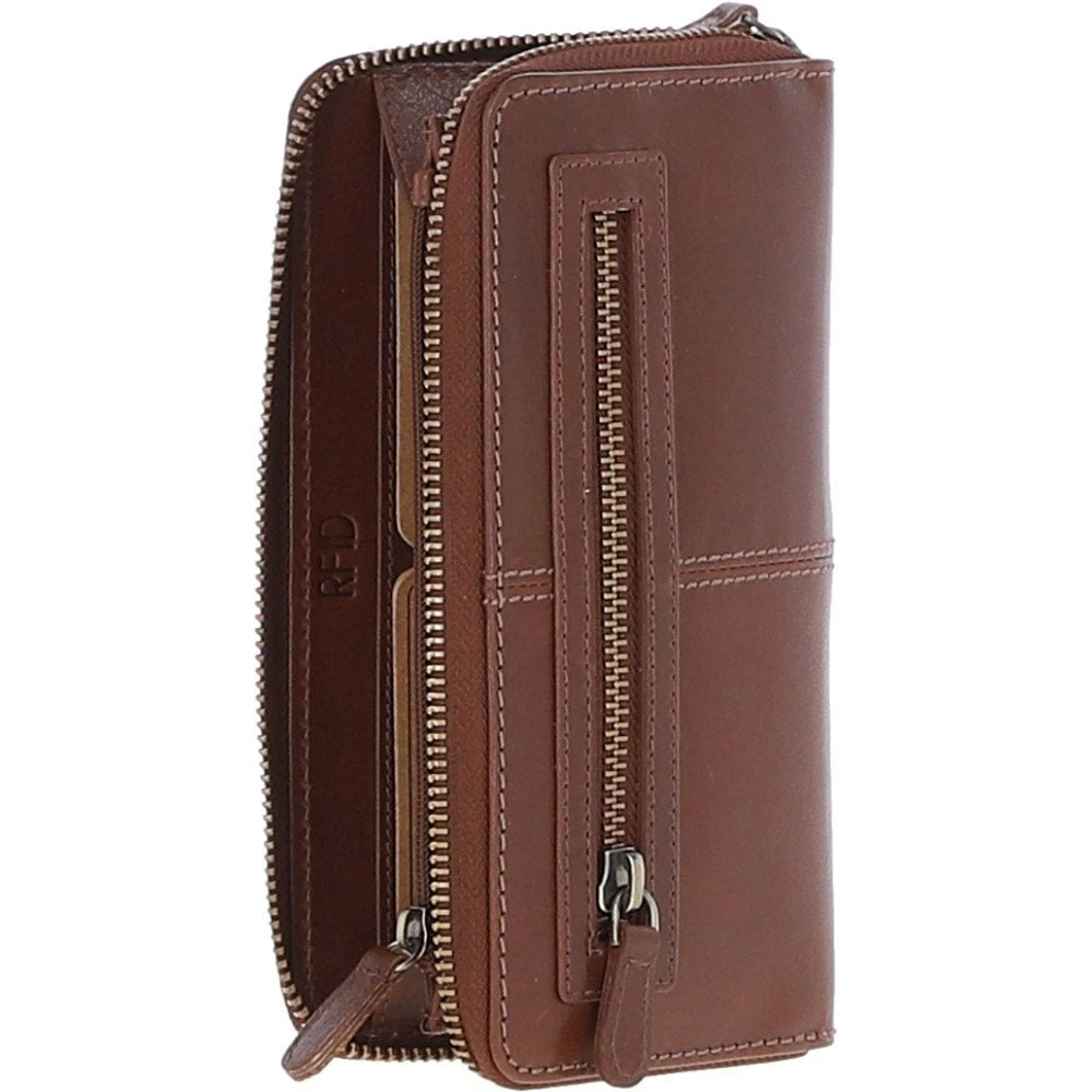 8 Card Zip Around RFID Protected Large Leather Purse Chestnut: T-90 - Image 3