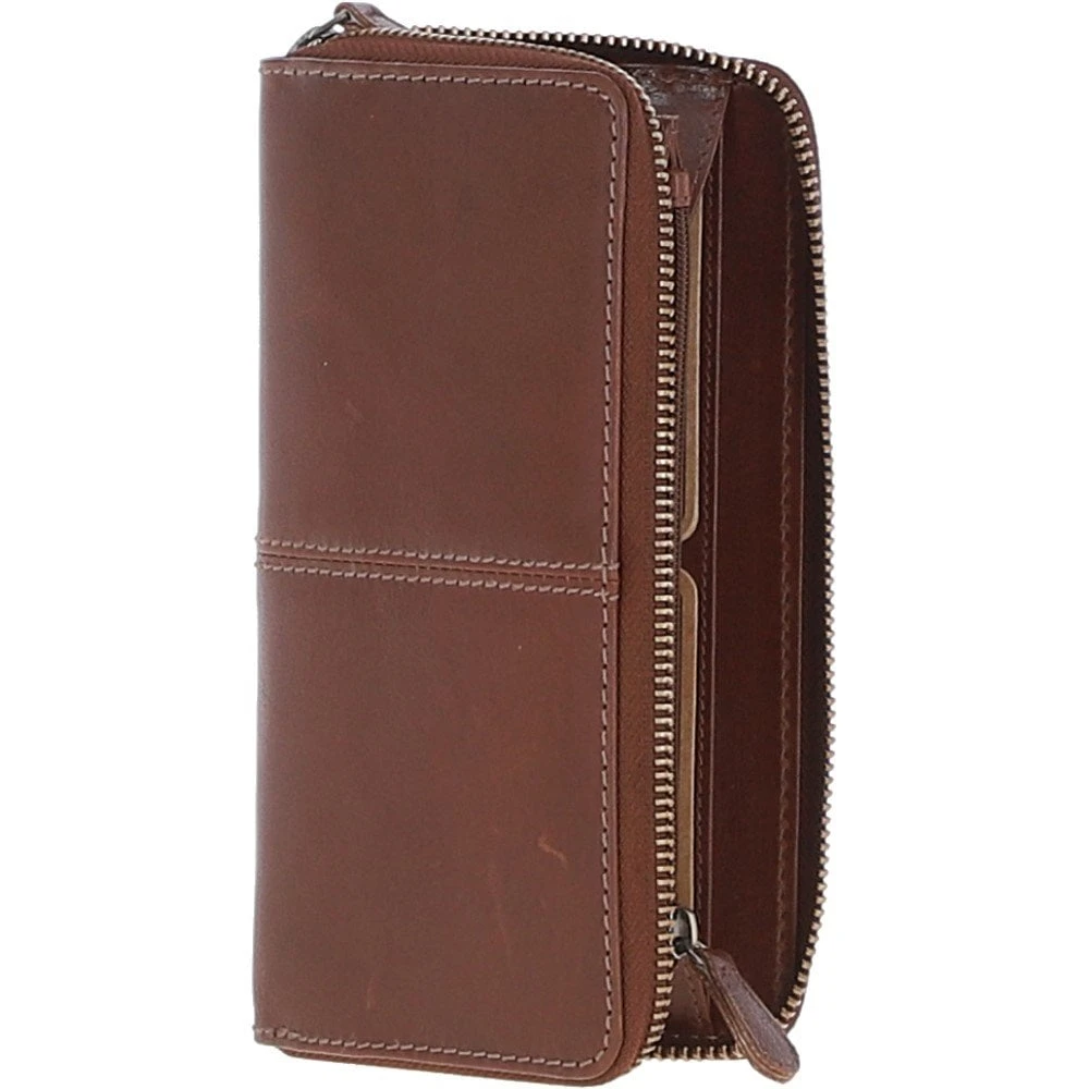 8 Card Zip Around RFID Protected Large Leather Purse Chestnut: T-90 - Image 5