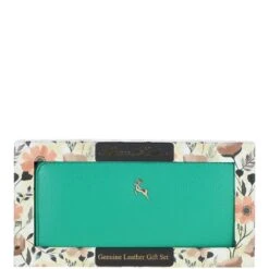 8 Card Zip Around RFID Protected Large Leather Purse Gumdrop Green: J-51