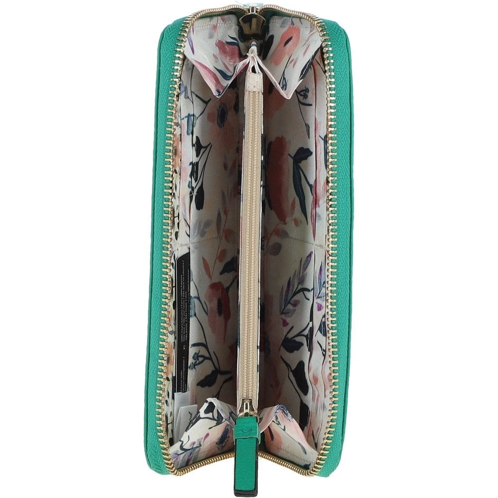 8 Card Zip Around RFID Protected Large Leather Purse Gumdrop Green: J-51 - Image 2