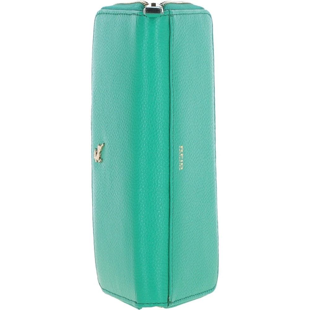 8 Card Zip Around RFID Protected Large Leather Purse Gumdrop Green: J-51 - Image 6