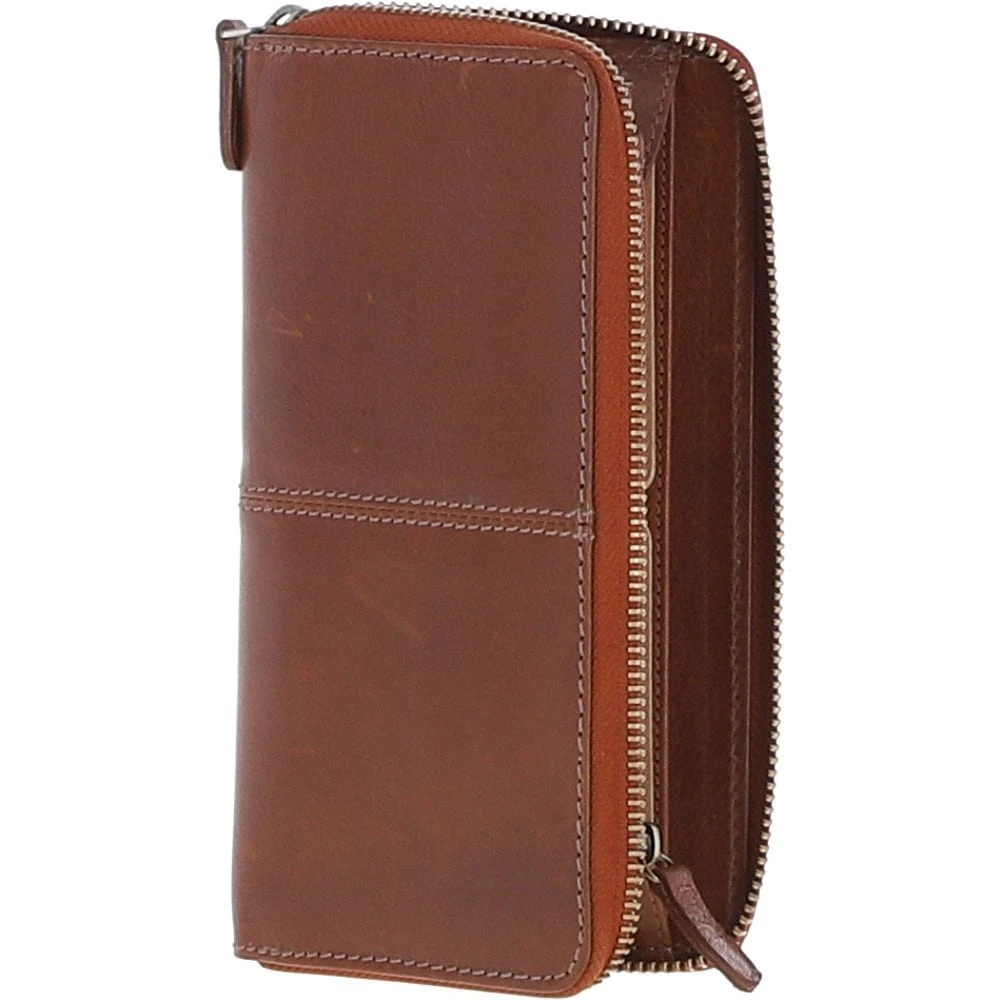 8 Card Zip Around RFID Protected Large Leather Purse Honey: T-90 - Image 5