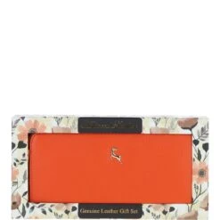 8 Card Zip Around RFID Protected Large Leather Purse Mandarin: J-51