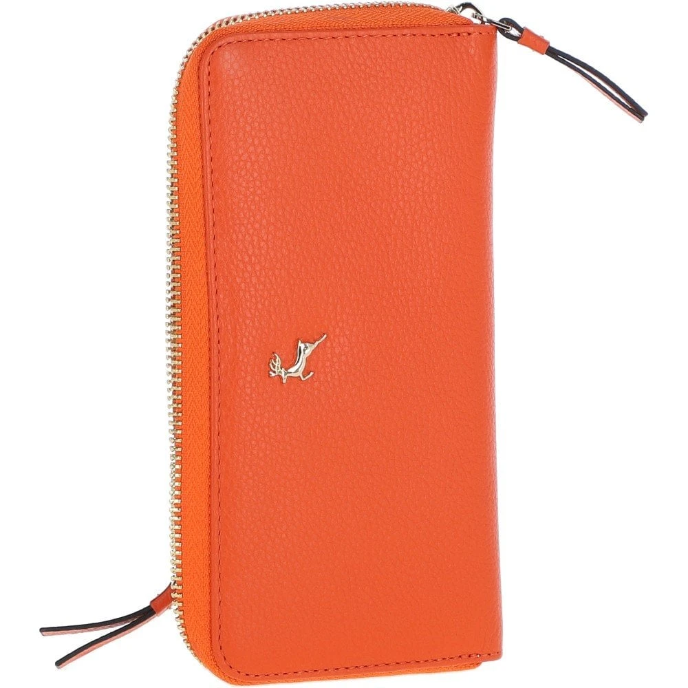 8 Card Zip Around RFID Protected Large Leather Purse Mandarin: J-51 - Image 4
