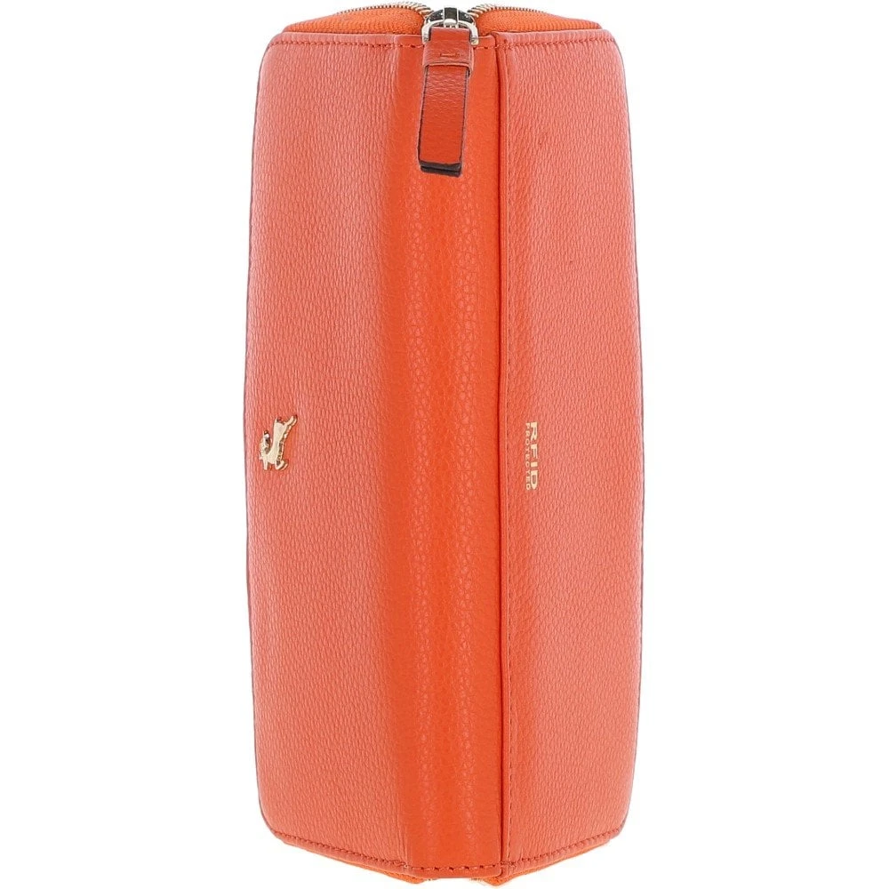 8 Card Zip Around RFID Protected Large Leather Purse Mandarin: J-51 - Image 6