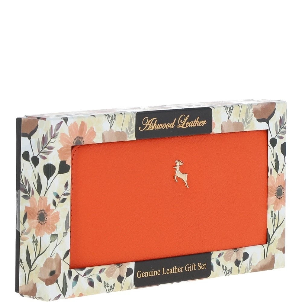 8 Card Zip Around RFID Protected Large Leather Purse Mandarin: J-51 - Image 7