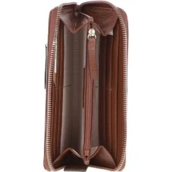 8 Card Zip Around RFID Protected Large Leather Purse Tan: Z-70