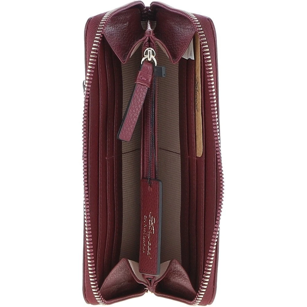 8 Card Zip Around RFID Protected Large Leather Purse Wine: Z-70