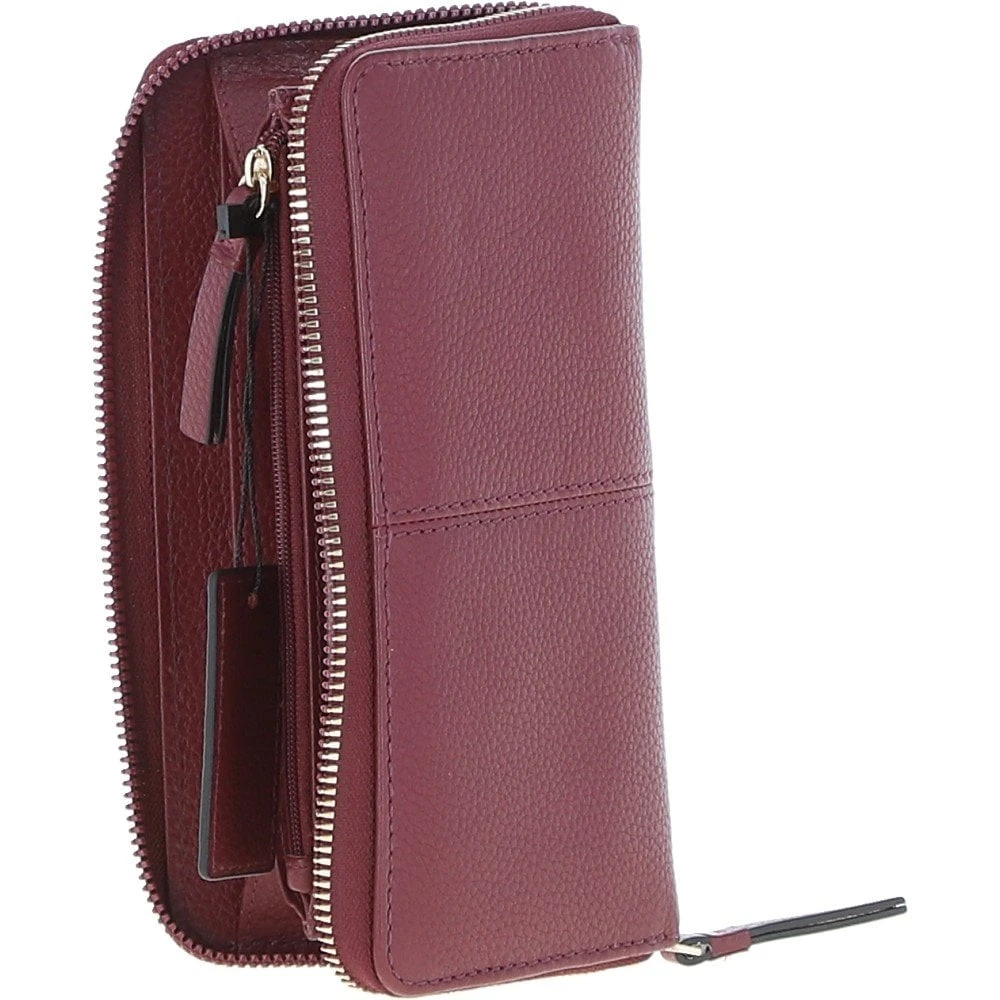 8 Card Zip Around RFID Protected Large Leather Purse Wine: Z-70 - Image 3