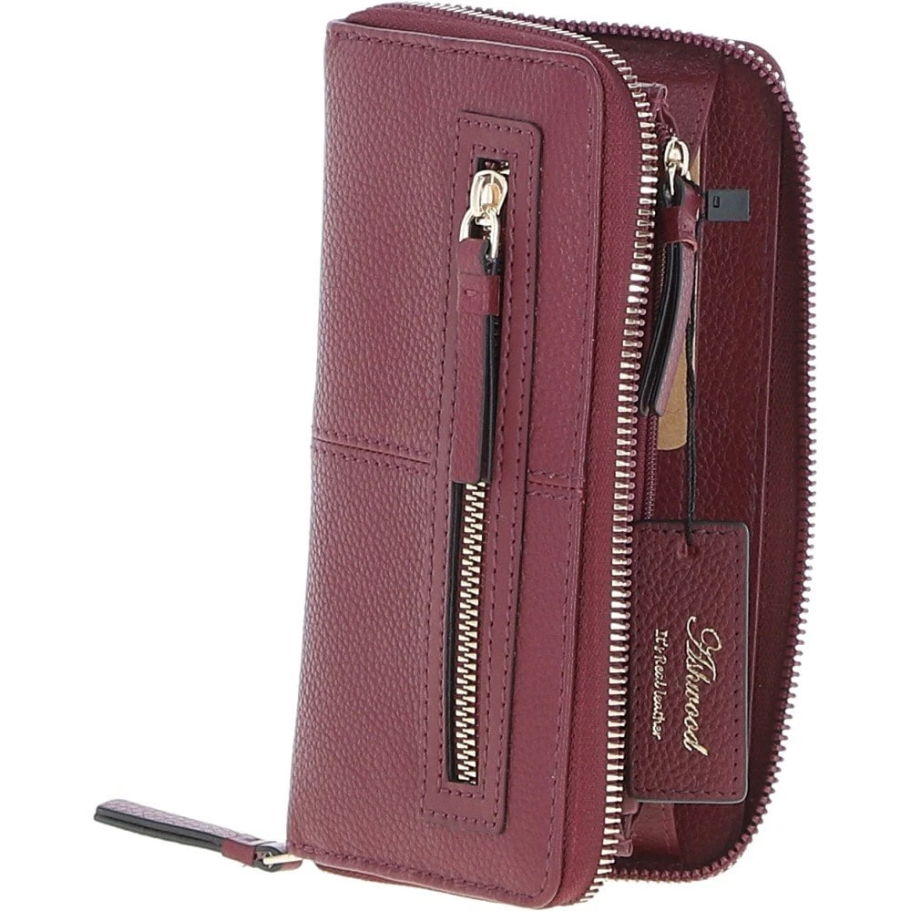 8 Card Zip Around RFID Protected Large Leather Purse Wine: Z-70 - Image 5