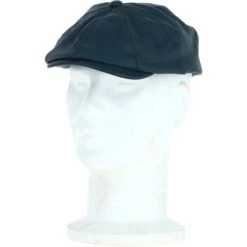 8 Panel Leather Flat Cap Blue: Kimber