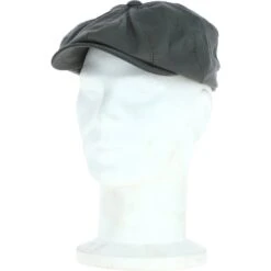 8 Panel Leather Flat Cap Grey : Kimber