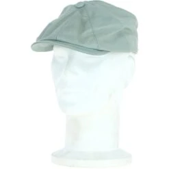 8 Panel Leather Flat Cap Pale Blue : Kimber