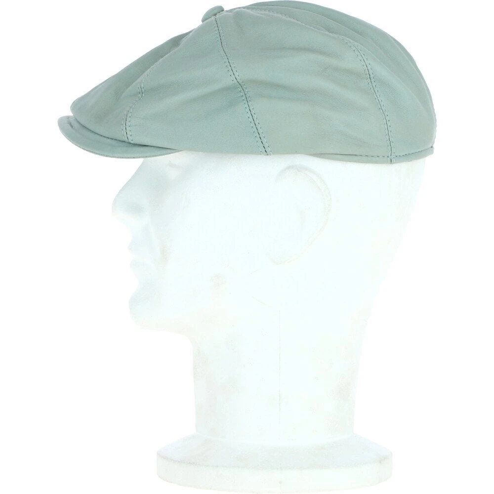 8 Panel Leather Flat Cap Pale Blue : Kimber - Image 2