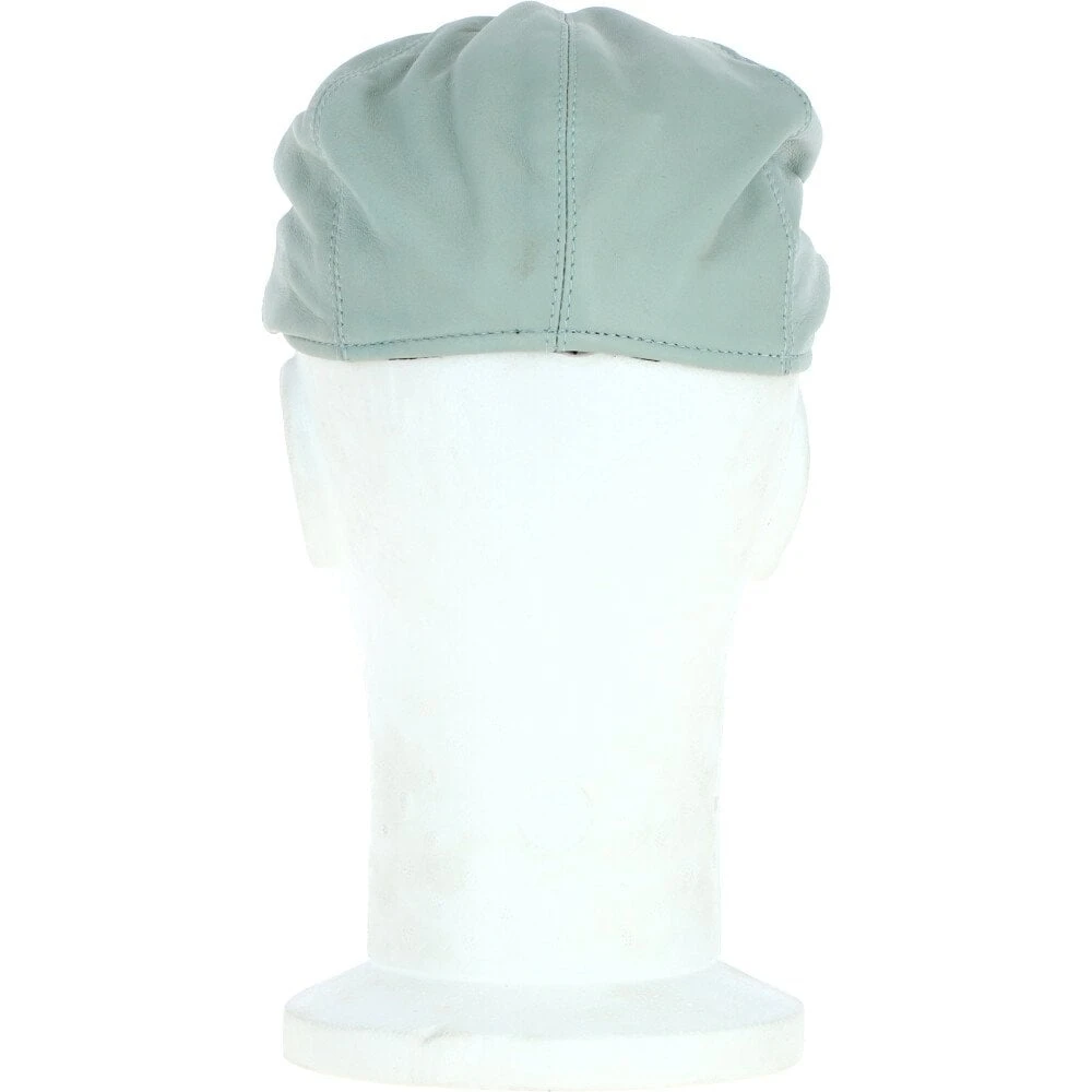 8 Panel Leather Flat Cap Pale Blue : Kimber - Image 3