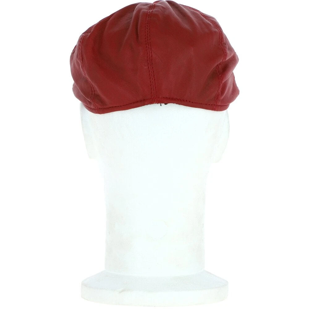 8 Panel Leather Flat Cap Pale Red : Kimber - Image 3