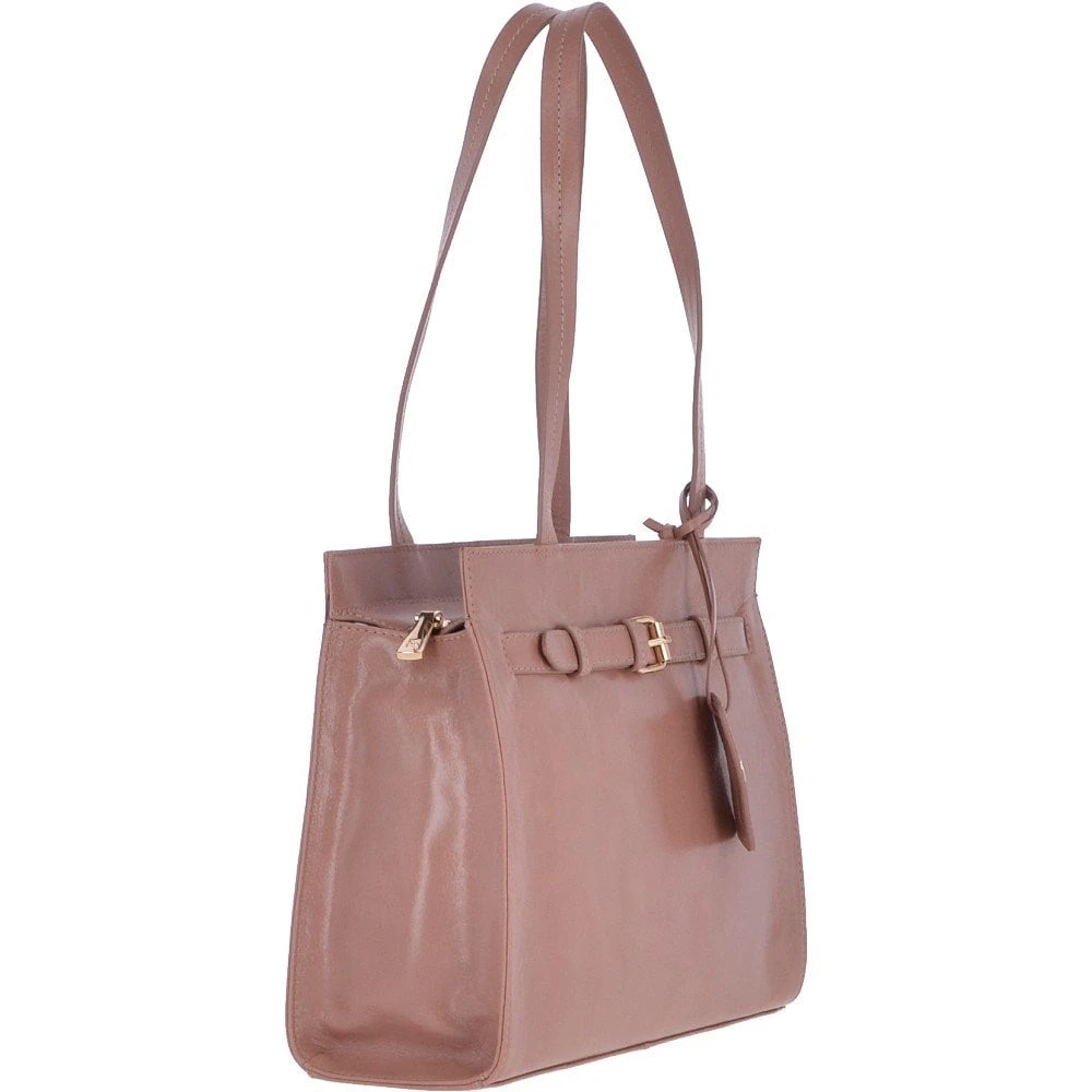 Anatole Zip Top Leather Handbag Lychee – 62687 - Image 4