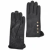 Button Detail Leather Gloves Black : 109