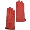Button Detail Leather Gloves Red : 109