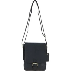 Compact Leather Flap Over Bag Black: Q-42
