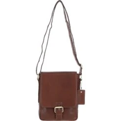 Compact Leather Flap Over Bag Chestnut: Q-42