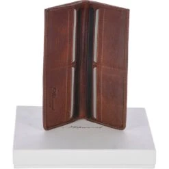 Cow Waxy Large Leather Classic 8 Card Bill-Fold Wallet Tan : 1558