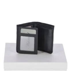 Cow Waxy Leather Classic 2 Card, Double ID, Coins & Bill-Fold Wallet Black : 1555