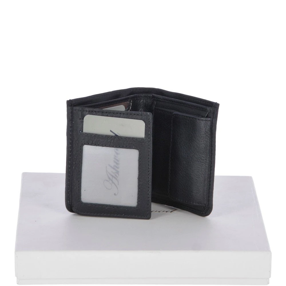 Cow Waxy Leather Classic 2 Card, Double ID, Coins & Bill-Fold Wallet Black : 1555