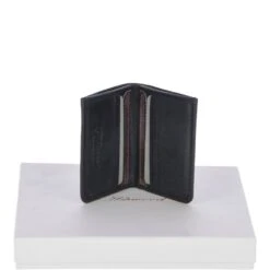 Cow Waxy Leather Classic 6 Card Bill-Fold Wallet Black : 1556