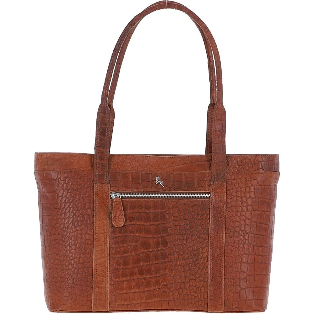 Croc Print Leather Bag Honey :1710