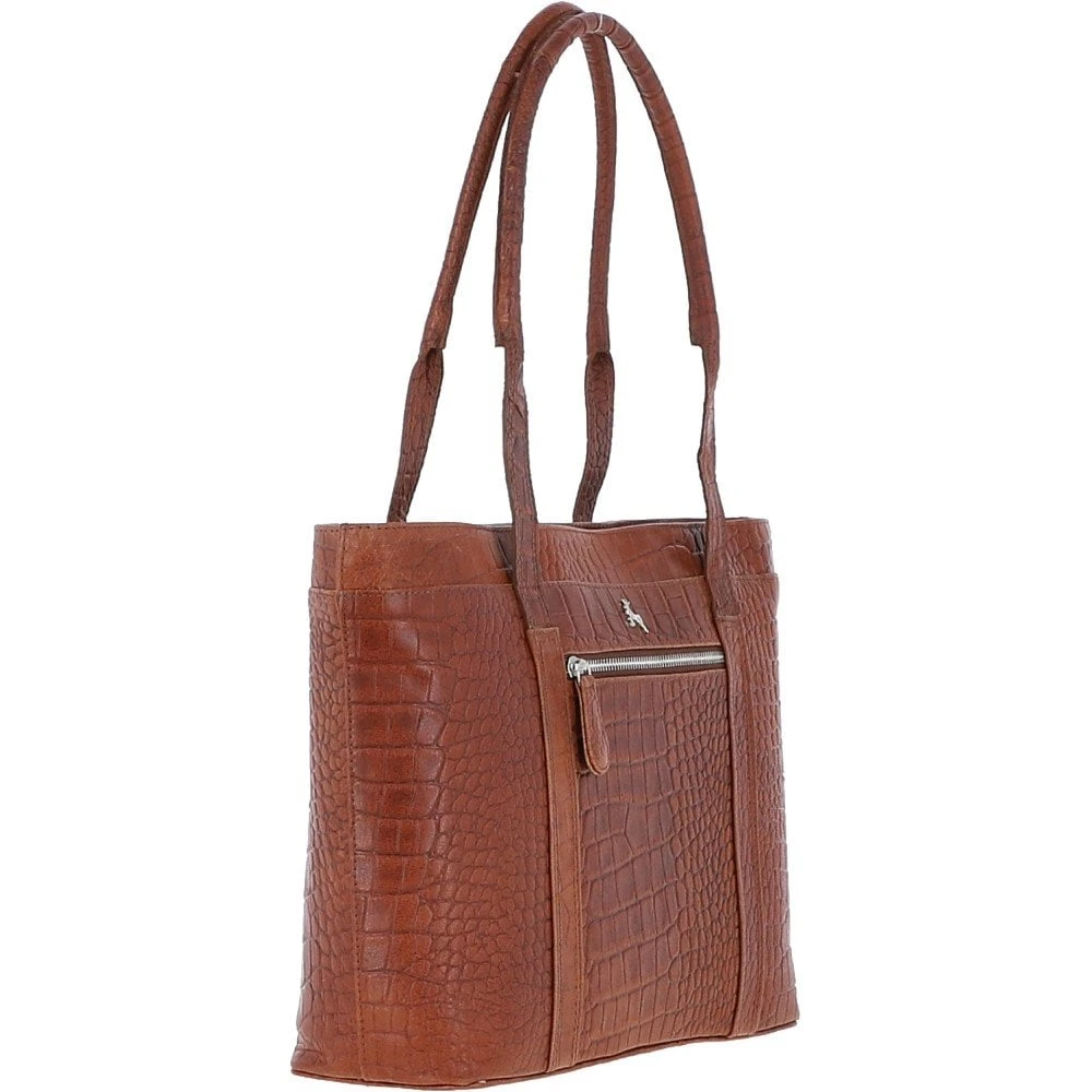 Croc Print Leather Bag Honey :1710 - Image 4